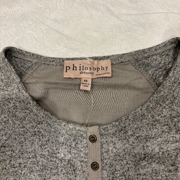 Philosophy Heather Gray Knit above knee Dress with Buttons xs - Picture 3 of 6